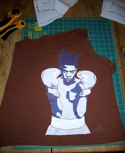 Basquiat Onesie--cutting up T-shirt