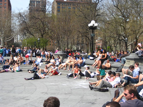 Sunbathing at Washington Square Park