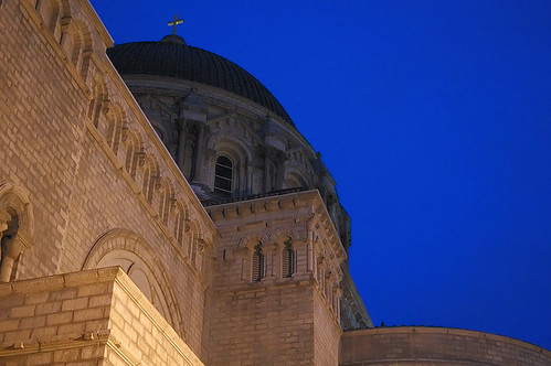 Cathedral Basilica of Saint Louis, in Saint Louis, Missouri, USA - detail at night