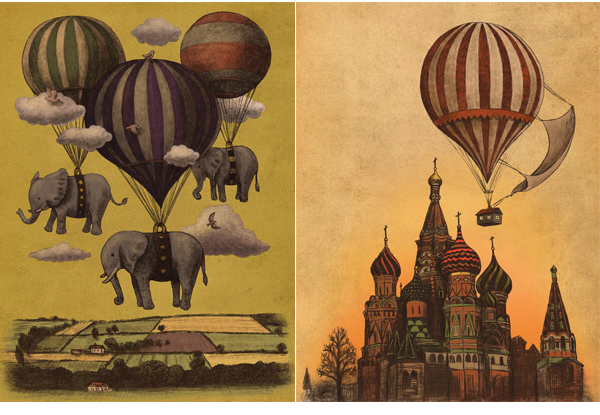 Really into hot air balloons right now. These Terry Fan illustrations 