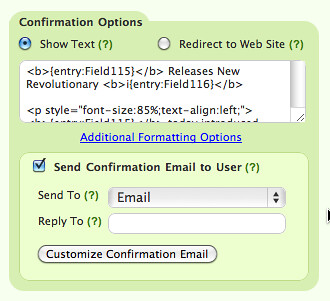 Inserting the templating for Mad Lib in Confirmation Message