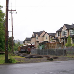 EPT rolling stock stuffed into a disconnected siding next to what used to be the Sellwood Carbarn