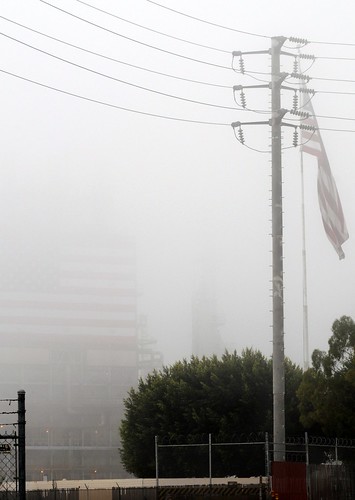 fog and two flags