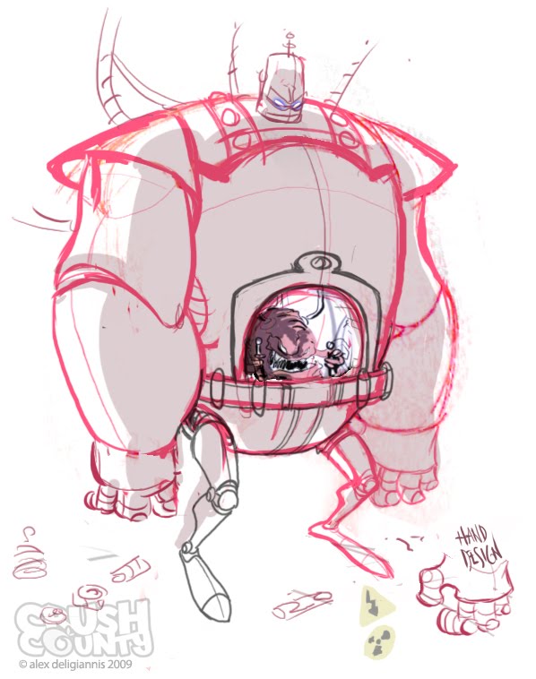 Big Toon's "KRANG's Android Body" - Roughs (( 2009 )) [[ the work of Alex "Toon" Deligiannis ]]