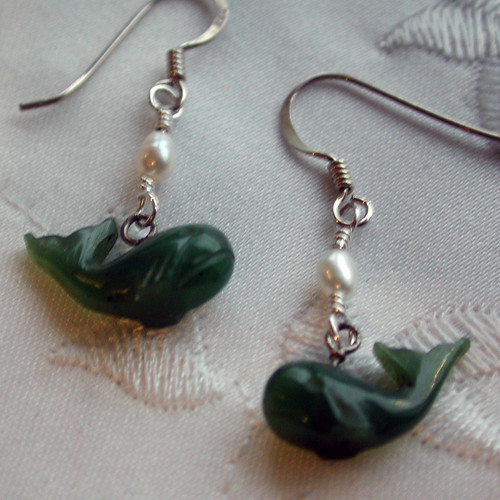 Jade Whale earrings