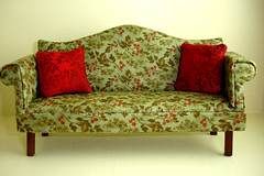 Green Floral Chippendale Sofa
