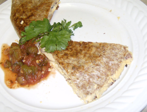 Teese Quesadilla w. cilanto and salsa