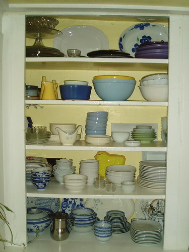 re-organized dish shelf