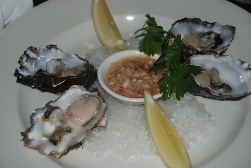 Freshly sucked oysters with soy and lemon shallot vinaigrette