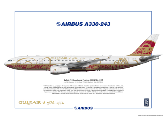 Gulf Air 50th Anniversary Airbus A330-243 A4O-KF