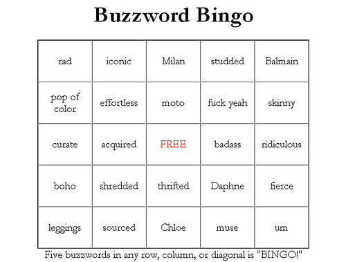 Fashion buzzword bingo