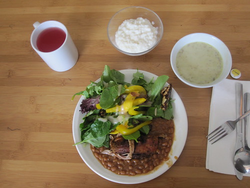 Soup, pork loin, beans, salad, rice pudding, lemonade from the bistro - $6