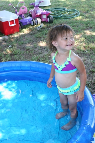 We get the pool ready for Kaidence. Anyone want to join her