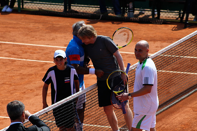 Mansour Bahrami, Jim Courier and Andre Agassi