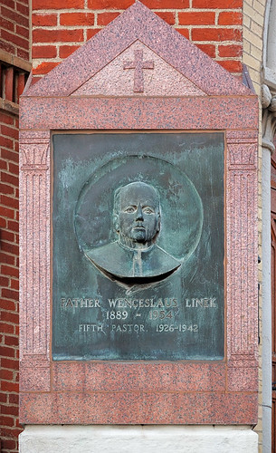 Saint John Nepomuk Roman Catholic Church, in Saint Louis, Missouri, USA - plaque in honor of Father Wenceslaus Linek