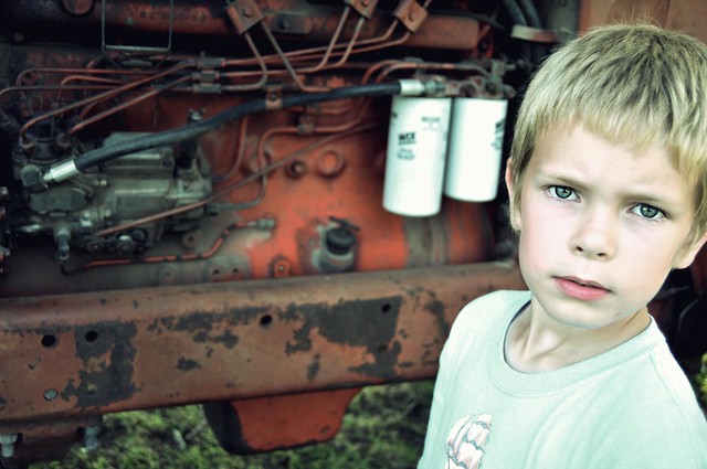 serious by the tractor