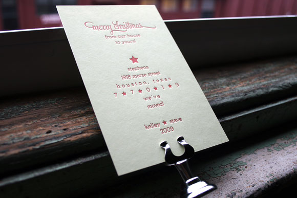 Custom Letterpress Holiday Card / Moving Announcement by Smock