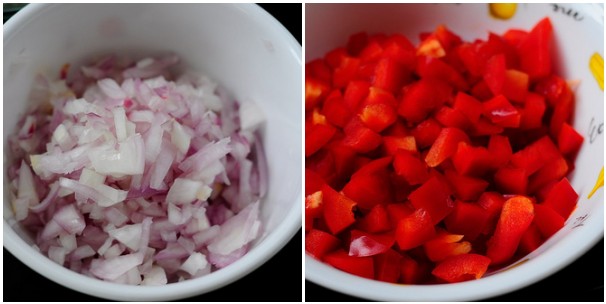 Chopped Bombay Onion & Diced Red Bell Pepper