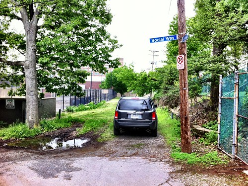 Go ahead. Block the right of way in a no parking zone to avoid getting your SUV dirty. Thanks.