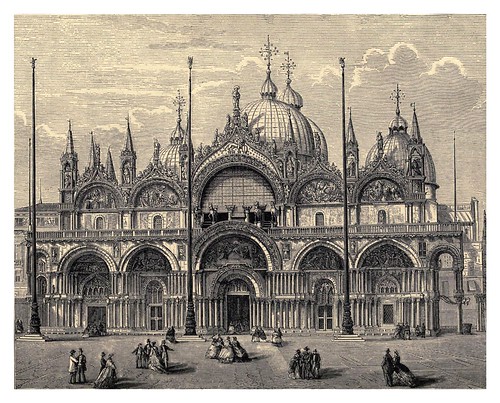 025-Catedral de San Marcos en Venecia-Italian pictures drawn with pen and pencil 1878