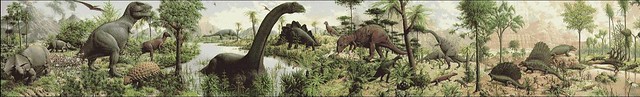 Rudolph Zallinger, Lâge des reptiles, fresque murale, université de Yale (détail).
