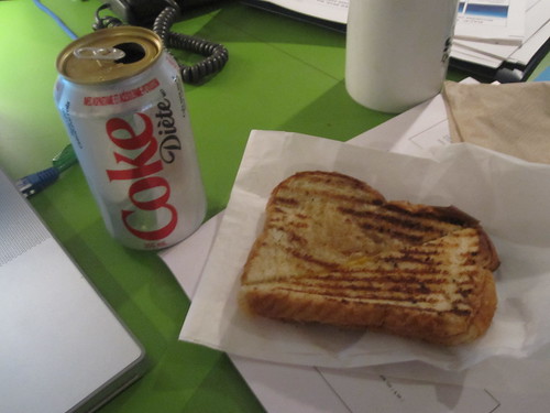 Diet Coke from the vending machine ($1.25), grilled cheese from Pasta Café ($2.30)