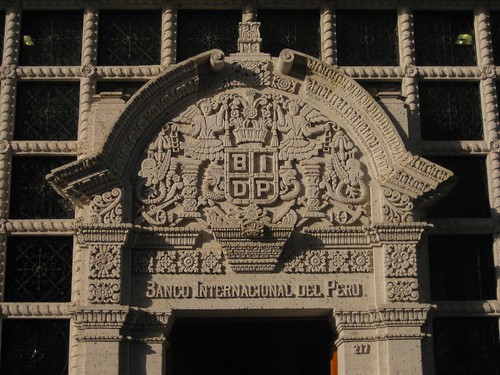 carved sillar facade