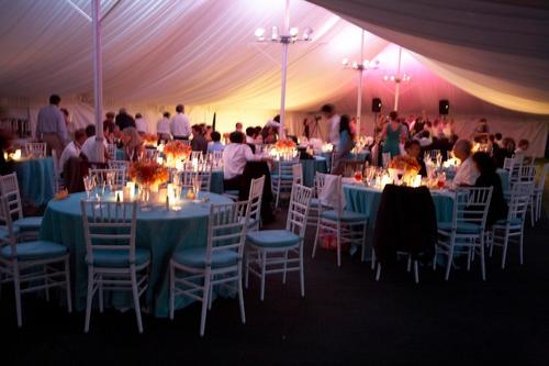 A great way to add some depth to a tented wedding is to have custom lighting