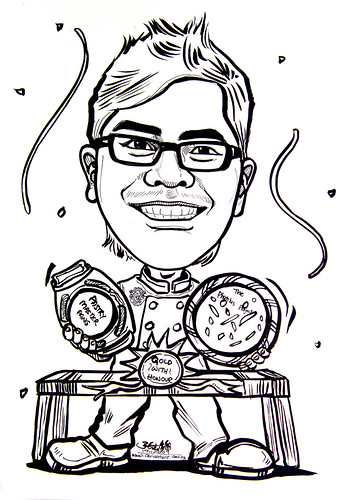 Pastry Master caricature in ink