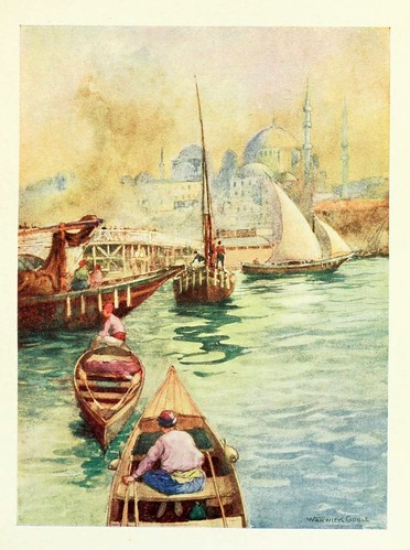 024-Otra vista del puente de Galata- Constantinople painted by Warwick Goble (1906)
