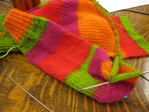 knitting socks from a scarf