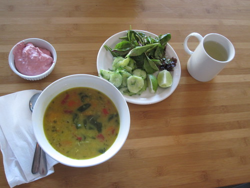 Lentil soup, 2 salads, raspberry mousse, lemonade - $6 from the bistro