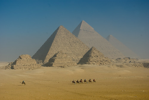 Pyramids. With camels, even. What luck.