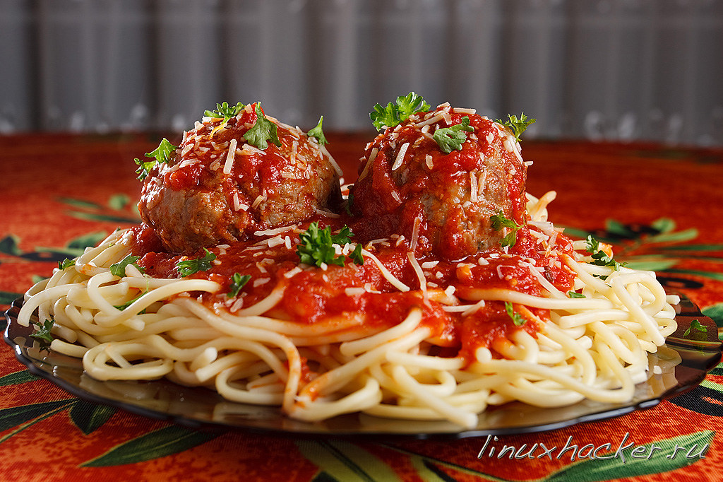: Spaghetti with homemade meatballs