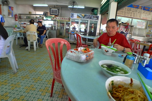 Dad eating fishball noodles