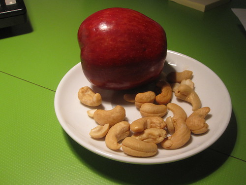 Cashews, apple from the bistro (free)