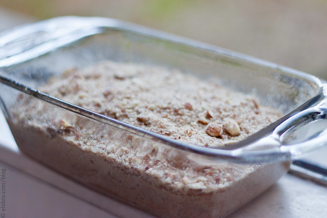 Banana Bread Batter w/ Crushed Almond Topping