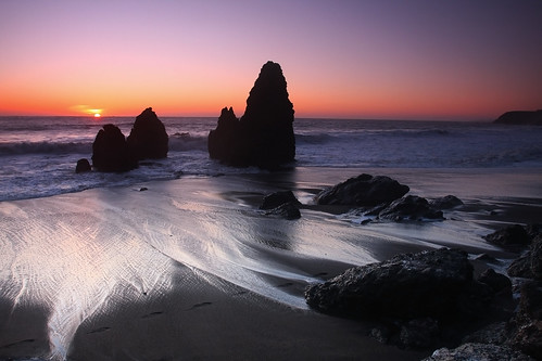 フリー画像|自然風景|ビーチ/海辺|夕日/夕焼け/夕暮れ|海岸の風景|アメリカ風景|フリー素材|
