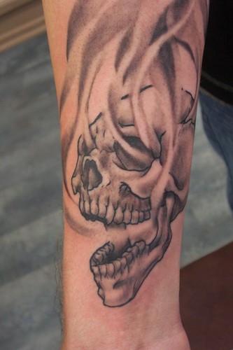 flaming skull tattoos. Flaming Skull (detail) by