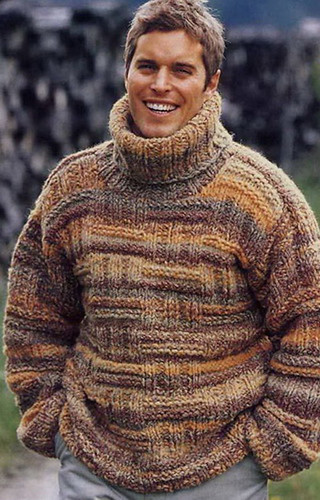 Mens turtleneck sweater wool cabled