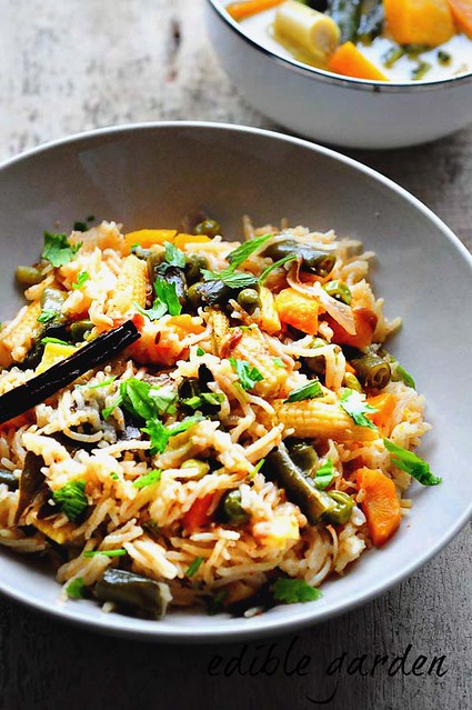 vegetable pulao recipe - how to make veg pulao in pressure cooker
