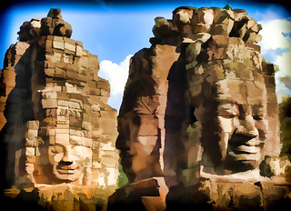 Impression of one of Bayon Temple's Face Towers of Lokeshvara the Bodhisattva of Compassion
