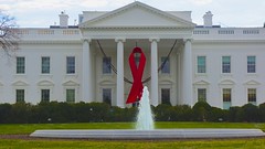 World AIDS Day - Red Ribbon on the White House Portico 33931