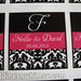 Hot Pink and Black Damask Wedding Favor Label/Sticker with Initial or Monogram <a style="margin-left:10px; font-size:0.8em;" href="http://www.flickr.com/photos/37714476@N03/9468659758/" target="_blank">@flickr</a>