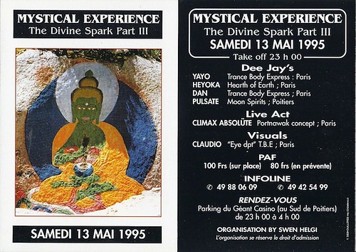 Patrice Heyoka - Flyer 13/05/1995 - "The Divine Spark III" (Poitiers) <a style="margin-left:10px; font-size:0.8em;" href="http://www.flickr.com/photos/110110699@N03/11328891895/" target="_blank">@flickr</a>