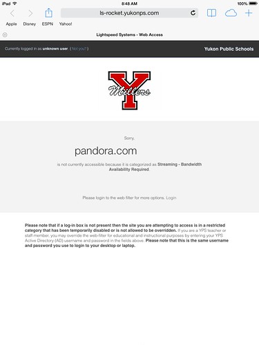 Visit a blocked site like Pandora.com by Wesley Fryer, on Flickr