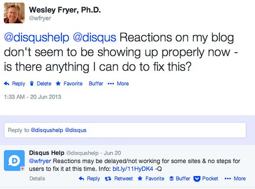 Disqus Reactions Discontinued by Wesley Fryer, on Flickr