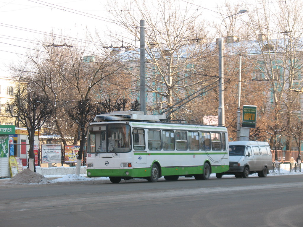 : Tula trolleybus 59 LiAZ-5280 build in 2006. Seen at new line operated in 2008-2015