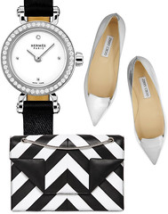 Часы Faubourg Hermès, туфли Jimmy Choo, сумка Saint Laurent