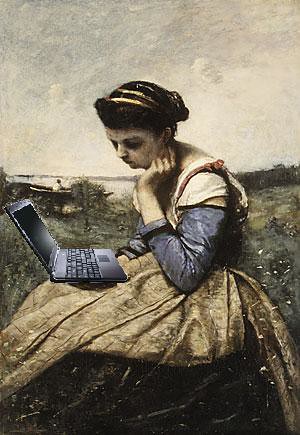 Blogging Au Plein Air,  after Jean-Baptiste-Camille Corot